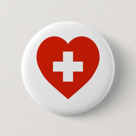 Badge Rond 5 Cm Coeur de drapeau de la Suisse (Devant)