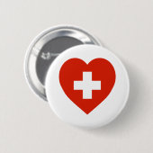 Badge Rond 5 Cm Coeur de drapeau de la Suisse (Devant & derrière)