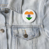 Badge Rond 5 Cm Coeur de drapeau de l'Inde (En situation)