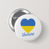 Badge Rond 5 Cm Coeur de drapeau de l'Ukraine (Devant & derrière)