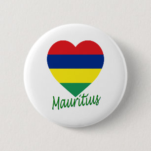 Badge Rond 5 Cm Coeur de drapeau des Îles Maurice