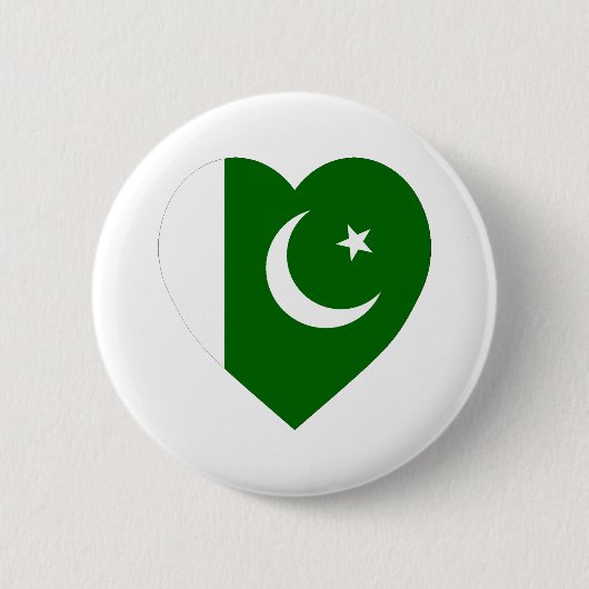 Badge Rond 5 Cm Coeur de drapeau du Pakistan (Devant)