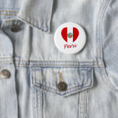 Badge Rond 5 Cm Coeur de drapeau du Pérou (En situation)