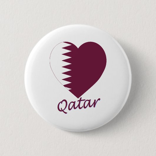 Badge Rond 5 Cm Coeur de drapeau du Qatar (Devant)