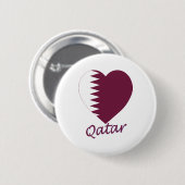 Badge Rond 5 Cm Coeur de drapeau du Qatar (Devant & derrière)