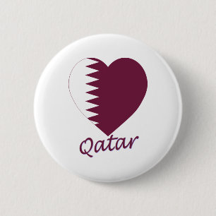 Badge Rond 5 Cm Coeur de drapeau du Qatar