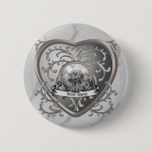 Badge Rond 5 Cm Cœur de Fée en Argent Personnalisé 