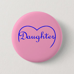 Badge Rond 5 Cm Coeur de fille en bleu