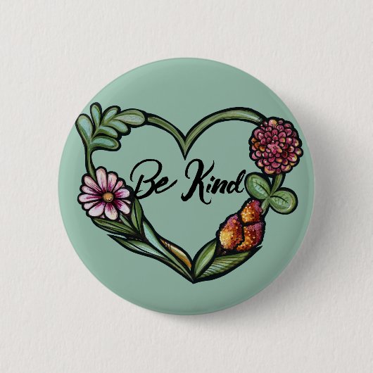 Badge Rond 5 Cm Coeur de fleurs (Devant)