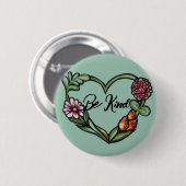 Badge Rond 5 Cm Coeur de fleurs (Devant & derrière)