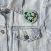 Badge Rond 5 Cm Coeur de fleurs (En situation)