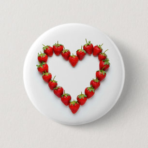 Badge Rond 5 Cm Cœur de fraise