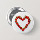 Badge Rond 5 Cm Cœur de fraise (Devant & derrière)