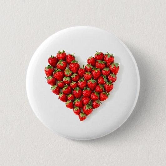 Badge Rond 5 Cm Cœur de Fraise (Devant)