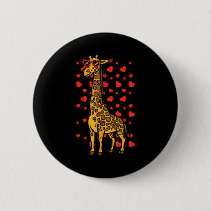 Badge Rond 5 Cm Cœur de girafe Gles Mignon Saint-Valentin Amour de