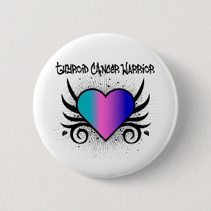 Badge Rond 5 Cm Coeur de guerrier de cancer de la thyroïde
