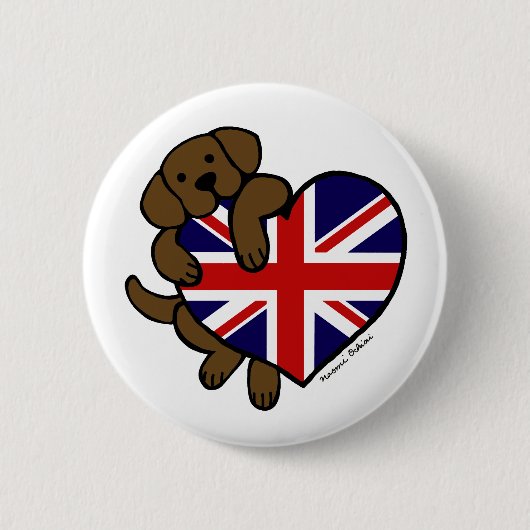 Badge Rond 5 Cm Coeur de Labrador les Anglais de chocolat (Devant)