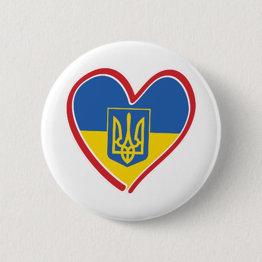 Badge Rond 5 Cm Cœur de l'Ukraine (Devant)