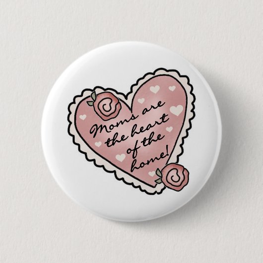 Badge Rond 5 Cm Coeur de maman de la maison (Devant)