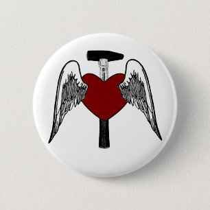 Badge Rond 5 Cm Coeur de marteau