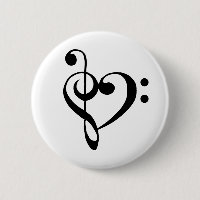 Coeur de musique Treble basse Clef Heart - Noir