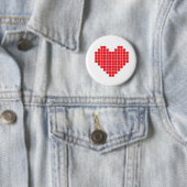 Badge Rond 5 Cm Coeur de pixel (En situation)