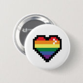 Badge Rond 5 Cm Coeur de pixel arc-en-ciel (Devant & derrière)