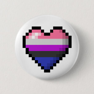 Badge Rond 5 Cm Coeur de pixel de fluides de genre