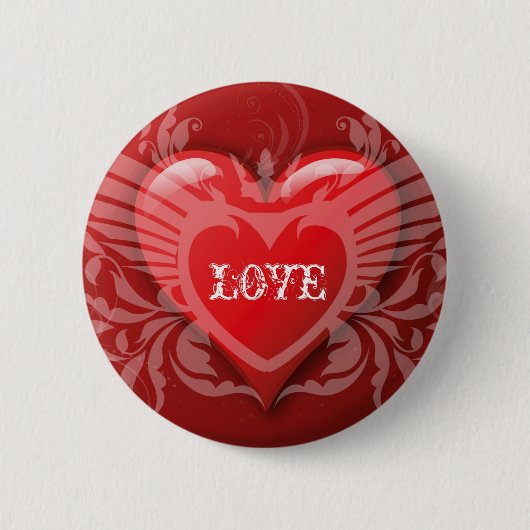 Badge Rond 5 Cm Coeur de rouge d'amour (Devant)