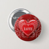 Badge Rond 5 Cm Coeur de rouge d'amour (Devant & derrière)