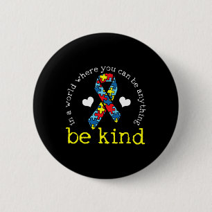 Badge Rond 5 Cm Coeur de ruban sensibilisation sur l'autisme Kindn