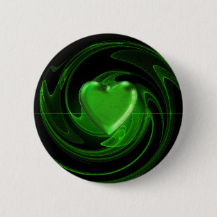 Badge Rond 5 Cm Coeur de spirale verte