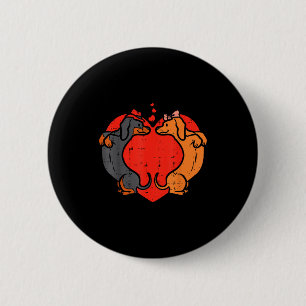 Badge Rond 5 Cm Cœur de teckel Mignon Saint-Valentin Animal de com