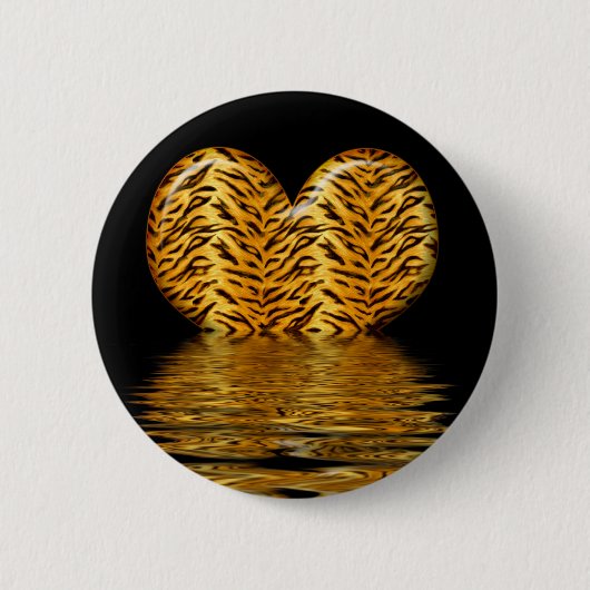 Badge Rond 5 Cm Coeur de tigre (Devant)