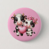 Badge Rond 5 Cm Coeur de vache mignon (Devant)