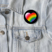 Badge Rond 5 Cm Coeur dégradé arc-en-ciel (En situation)