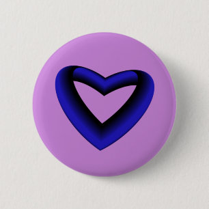 Badge Rond 5 Cm Cœur dégradé bleu et noir