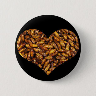 Badge Rond 5 Cm Coeur des vers de soie frits