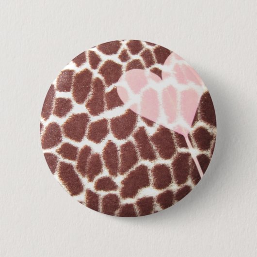 Badge Rond 5 Cm Coeur d'impression de girafe (Devant)