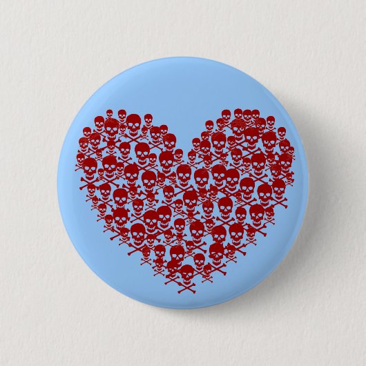 Badge Rond 5 Cm Coeur du crâne rouge (Devant)