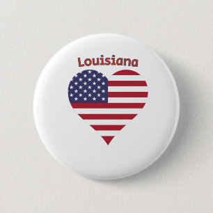 Badge Rond 5 Cm Coeur du drapeau américain de la Louisiane