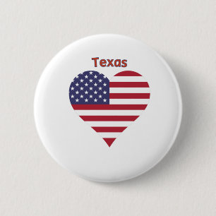 Badge Rond 5 Cm Coeur du drapeau américain du Texas