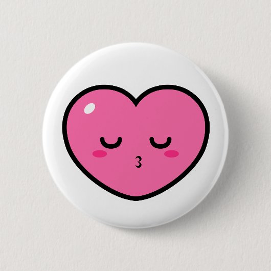 Badge Rond 5 Cm Coeur Emoji attendant un baiser (Devant)