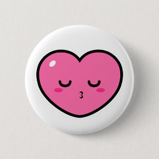 Badge Rond 5 Cm Coeur Emoji attendant un baiser