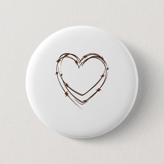 Badge Rond 5 Cm Coeur en fil barbelé (Devant)