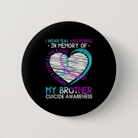Badge Rond 5 Cm Coeur En Mémoire De Mon Frère Sensibilisation Au S (Devant)