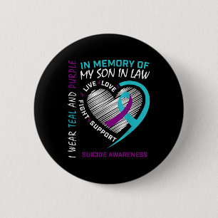 Badge Rond 5 Cm Cœur en mémoire d'un gendre - Sensibilisation au s