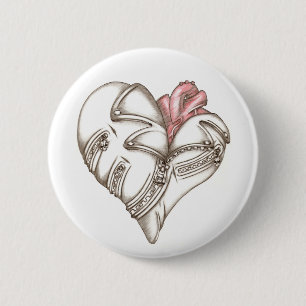 Badge Rond 5 Cm Coeur en métal