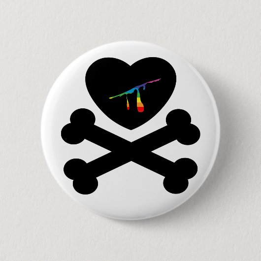 Badge Rond 5 Cm coeur et os. (Devant)