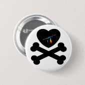 Badge Rond 5 Cm coeur et os. (Devant & derrière)